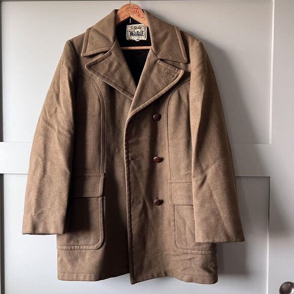 Vintage Woolrich Coat Mens 36 Brown Wool Sherpa Lined Heavy Outdoors Jacket 70s - Picture 3 of 12